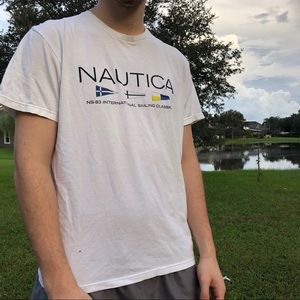 Vintage 90s white nautica flag tee